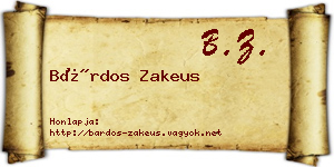 Bárdos Zakeus névjegykártya
